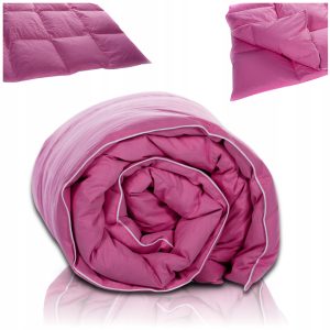 Kołdra Puchowa 160x200 2 kg Całoroczna Bawełna Puch Polski Produkt Różowa